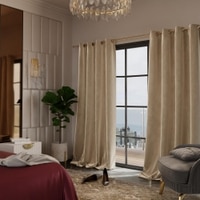 Stoa Paris Velvet Curtains for Door, Premium Dim-Out Curtain for Pack of 2, Date Night - Ivory Elegance
