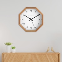 Octagonal Wooden Wall Clock with Dual Index