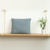 Crest Blue Grey Cotton Cushion Cover 16X16  Inches