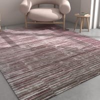 Jaipur Rugs Striped Wool And Viscose 5x8 Feet Medium Magenta Hand Tufted Rug Carpet