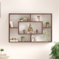 BLUEWUD Crafte Engineered Wood Wall Decor Floating Shelf Display Rack Decorative Hall D�cor for Living Room Home Furniture (Brown Maple)