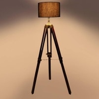 Roman Black Cotton Shade Floor Lamp