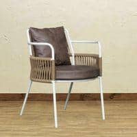 Paola Outdoor Accent Patio Weaving Chair in Ivory White