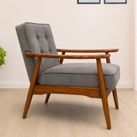 Armari Boucle Fabric Arm Chair in Grey Colour