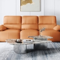 Leyton Metal Coffee Table In Fantasy Grey Marble And Chrome Base Finish