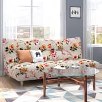 Palermo 3 Seater Click Clack Sofa cum Bed In Peach Floral Colour