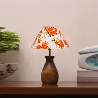 Devansh Multicolor Cotton Table Lamp With  Wood Natural Base (10X12.5 Inches)-37