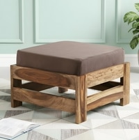Amber Rosewood Foot Stool with Grey Velvet Cushion