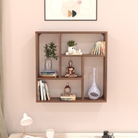 BLUEWUD Javis Engineered Wood Wall Shelve Decor Floating Shelf Display Rack Decorative Hall D�cor for Living Room Bedroom Home Furniture (Brown Maple) (61.5 X 14.8 X 61.5) CM.