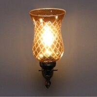 Devansh Metal Electric Wall Light in Antique gold Colour with Lavender Shade Count of 1 Light