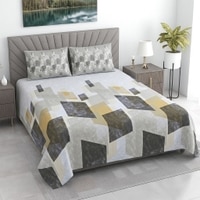Multicolor Abstract 400 Tc Cotton Flat Super King Size Bedsheet With 2 Pillow Cover