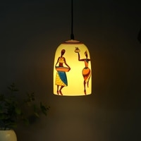 Folk Vibes Glass Electric Hanging Light in White Colour