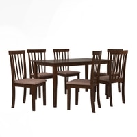 Houston 6 Seater Dining Set with 6 Chairs (Rubberwood, Dark Cappuccino Finish)
