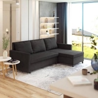 Wego 3 LHS Sofa cum Bed with Storage in Dark Brown Colour