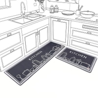 Luxe Home Combo Kitchen Runner Mat - Grey (116x36 & 58x36 cm PC-2)