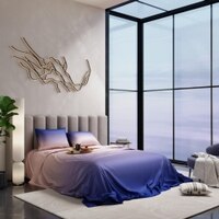 Stoa Paris Satin Bedsheets for Super King Size Bed with 2 Pillow Covers heets for Taupe Sapphire
