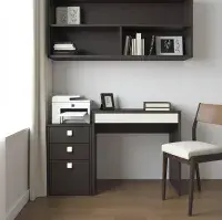 Eskada Study Desk cum Printer Table with 4 Drawers in Ivory Antique Ebony Colour