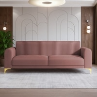 Veniza Velvet 3 Seater Sofa In Peech Colour