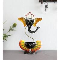 Desert Art Metal Handpainted Yellow Ganesha Tealight Holder