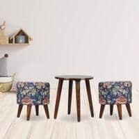 Joseph Solid Wood  Ottomon in  Blue Colour