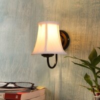 Devansh Black Wall Mounted Lamp With Off-White Cotton Shade