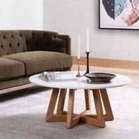 Hormi Series Round Coffee Table With White Stone Top