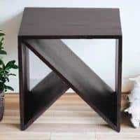 Noah Sheesham Wood Corner Table in Mahogany Finish