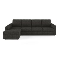 Apollo Compact Sofa (Colour : Graphite Grey, Cushion : Soft, Back Type : Regular, Seating Capacity : Left Aligned 3 Seater + Left Aligned Chaise + Ottoman)