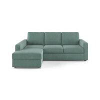 Apollo Compact Sofa (Colour : Dusty Turquoise Velvet, Cushion : Soft, Back Type : Regular, Seating Capacity : Left Aligned 2 Seater + Left Aligned Chaise + Ottoman)