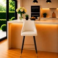 Doe Buck Upholstered Counter Height Bar Stool in Beige Colour with Gold Accents