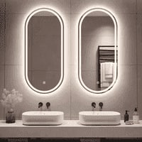 Oblong LED Mirror with Backlit Edge for Modern