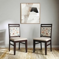 Alaine Dining Chair in Calico Floral Retreat and Pony Beige Non-Printed Seat with Mahogany Finish