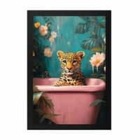 The Castle Decor Cute Leopard Pink Bathtub Bathroom Wall Art 8x12 Inch