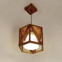Symmetric Brown Solid Wood Single Hanging Light