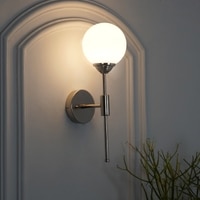 Togo Single Light Bathroom Wall Fitting In Nickel  Finish With Opal Frosted White Glass