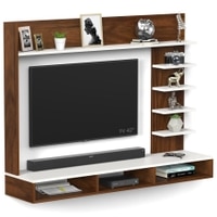 BLUEWUD Primax Grande Standard Engineering Wood Wall Mount TV Entertainment Unit Set Top Box Stand/TV Cabinet Panel with Shelves for Books & D�cor Display Unit, Ideal for 42" (Brown Maple & White)