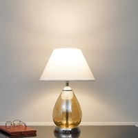 DECADE Smoke Luster Glass and Metal Table Lamp With White Cotton Shade