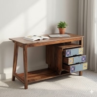 Roswell Sheesham Wood Study Computer Table In Teak Finish