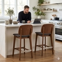 Scandinavian Cora Counter Chair Maroon Cocoa Finish
