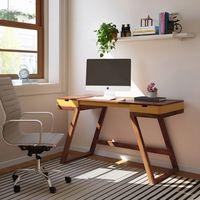 Truman Solid Wood Study Table in Teak Finish Colour Passion Flower