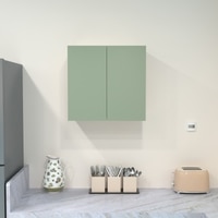 2 Door Mirror Glossy Triple Layered Uv Resistant Handless Cabinet In Pista Light Finish