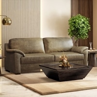 Farina 3 Seater Luxury Italian Leather Sofa In Antique Moss