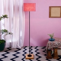 Earvin Pink Cotton Shade Floor Lamp