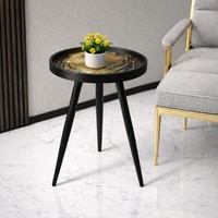 Oalveil Solid Wood Side Table in Black Finish