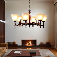 Eliante 6-Light Chandelier, Mild Steel And Glass, Modern Hanging Ceiling Light For Living Room Or Dining Room