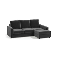 Apollo Compact Sofa (Colour : Pebble Grey, Cushion : Hard, Back Type : High Back, Seating Capacity : Right Aligned 2 Seater + Right Aligned Chaise + Ottoman)