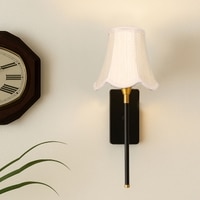 Devansh Metal Electric Wall Light in Black Colour with Off-white Shade Count of 1 Light