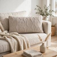 Nile Sand Cotton Knitted Decorative Cushion Cover 12 x 20 Inches