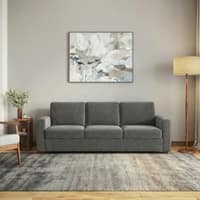 Apollo High Back 3 Seater Fabric Sofa in Ash Grey Velvet Colour