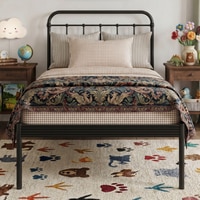 Hampton Metal Non Storage Single Bed in Satin Black Finish